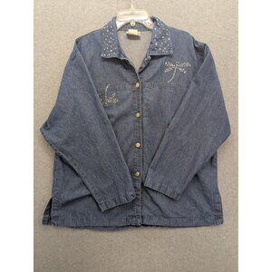 Vintage Saint Germain Paris Jacket Womens XL Denim Studded Western Made USA 90s
